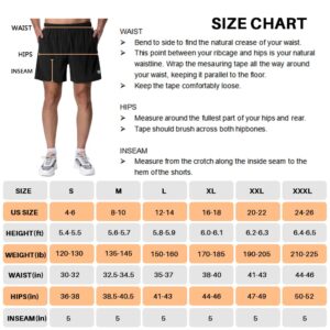 Men's 5 Inch Running Shorts Lightweight Athletic Workout Gym Shorts Liner with Zipper Pockets Black