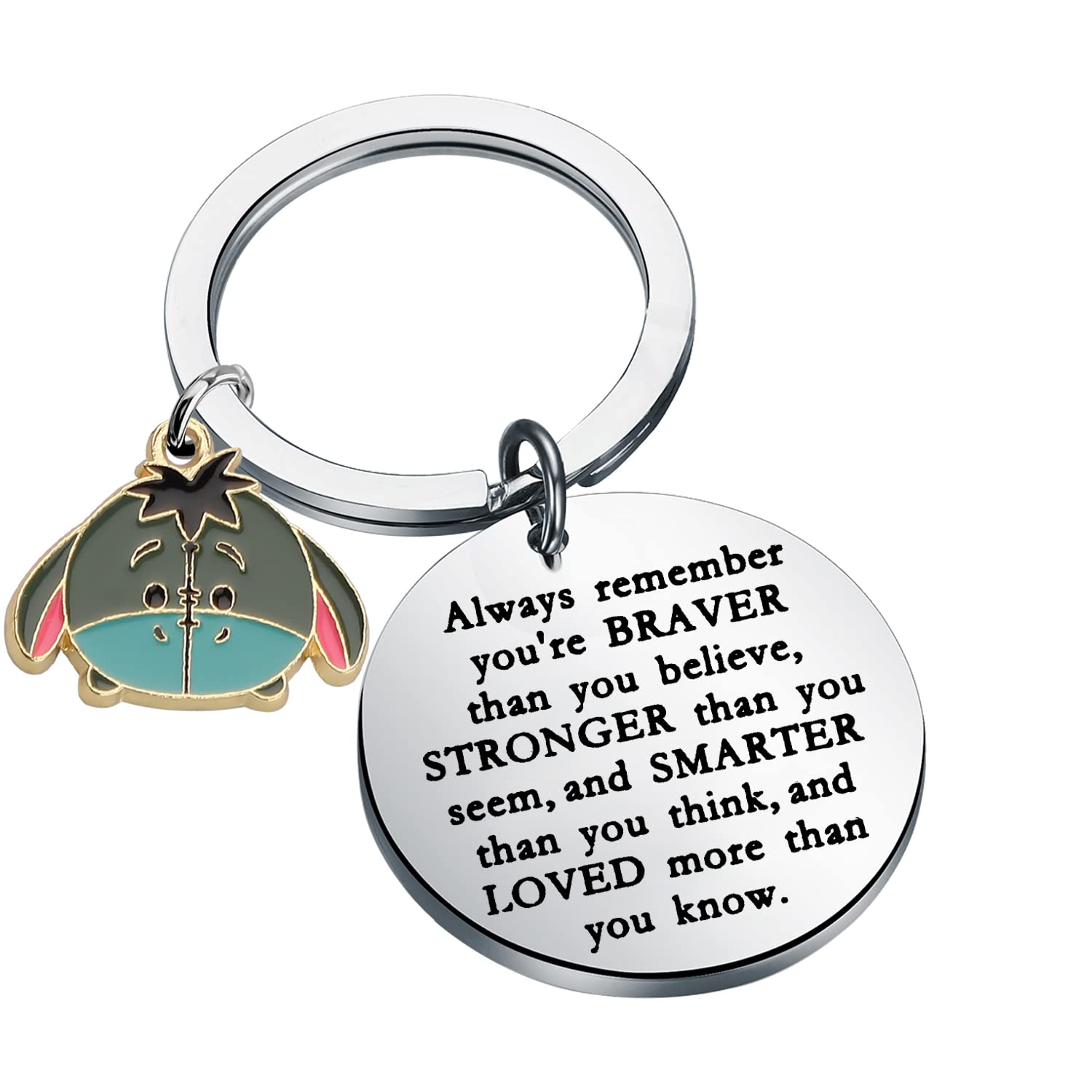 KUIYAI Donkey Quote Gift Always Remember Braver Stronger Smarter Loved Keyring Donkey Mom Dad Gift Donkey Lovers Gift For BFF (DonkeyAlwaysK)