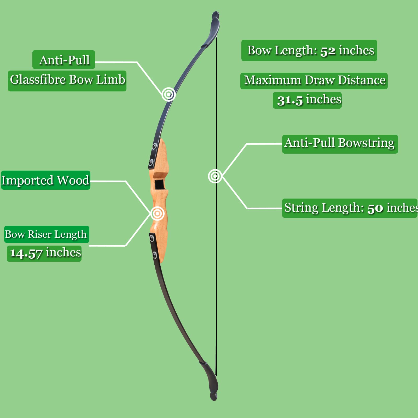 Traditional Wooden Recurve Bow and Arrow Set for Adults Beginner, 30LB 40LB Right Handed Wooden Archery Long Bows for Outdoor Shooting Training Practice (40LBS)