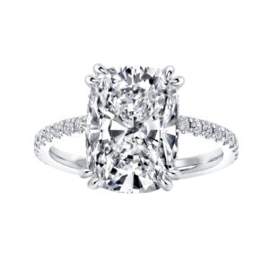 Effinny 4.0ct Elongated Cushion Cut Engagement Ring for Women,White Gold Plated Sterling Silver Simulated Diamond Promise Ring(Size:7)