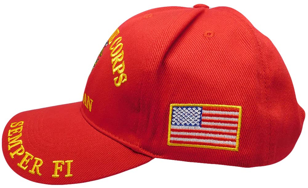 Marine Corps Veteran EGA Semper Fi Red Cotton Adjustable Embroidered Baseball Hat Cap Officially Licensed CP00313