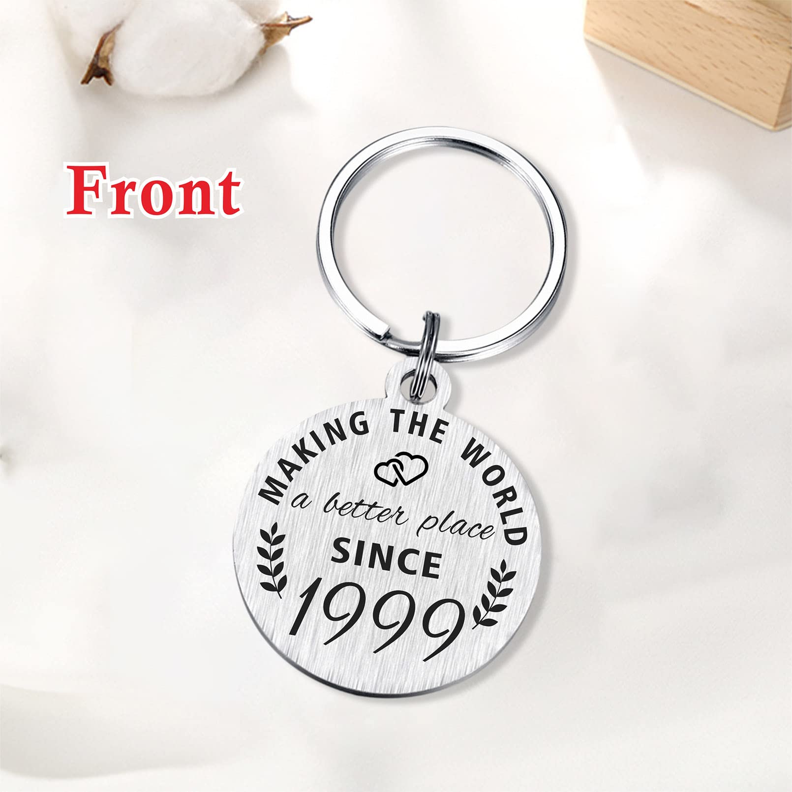 ABNTY 25th Birthday Gifts for Women Men, 25 Year Old Birthday Keychain, Born in 1999 Gifts, 1999 Birthday Decorations