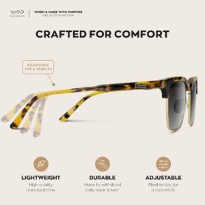 WearMe Pro Polarized Semi-Rimless Rectangular Sunglasses (Blaze Tortoise/Gradient Black Lens)