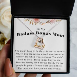 Bonus Mom Necklace - 925 Sterling Silver - Bonus Mom Gifts, Bonus Mom Gifts From Daughter, Badass Bonus Mom Necklace, Stepmom Gifts Necklace