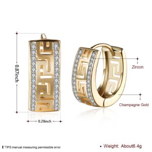 WSKFLY 14K Gold Plated Double Row of Diamonds Huggie Earrings for Women,Cubic Zirconia hoop Earrings