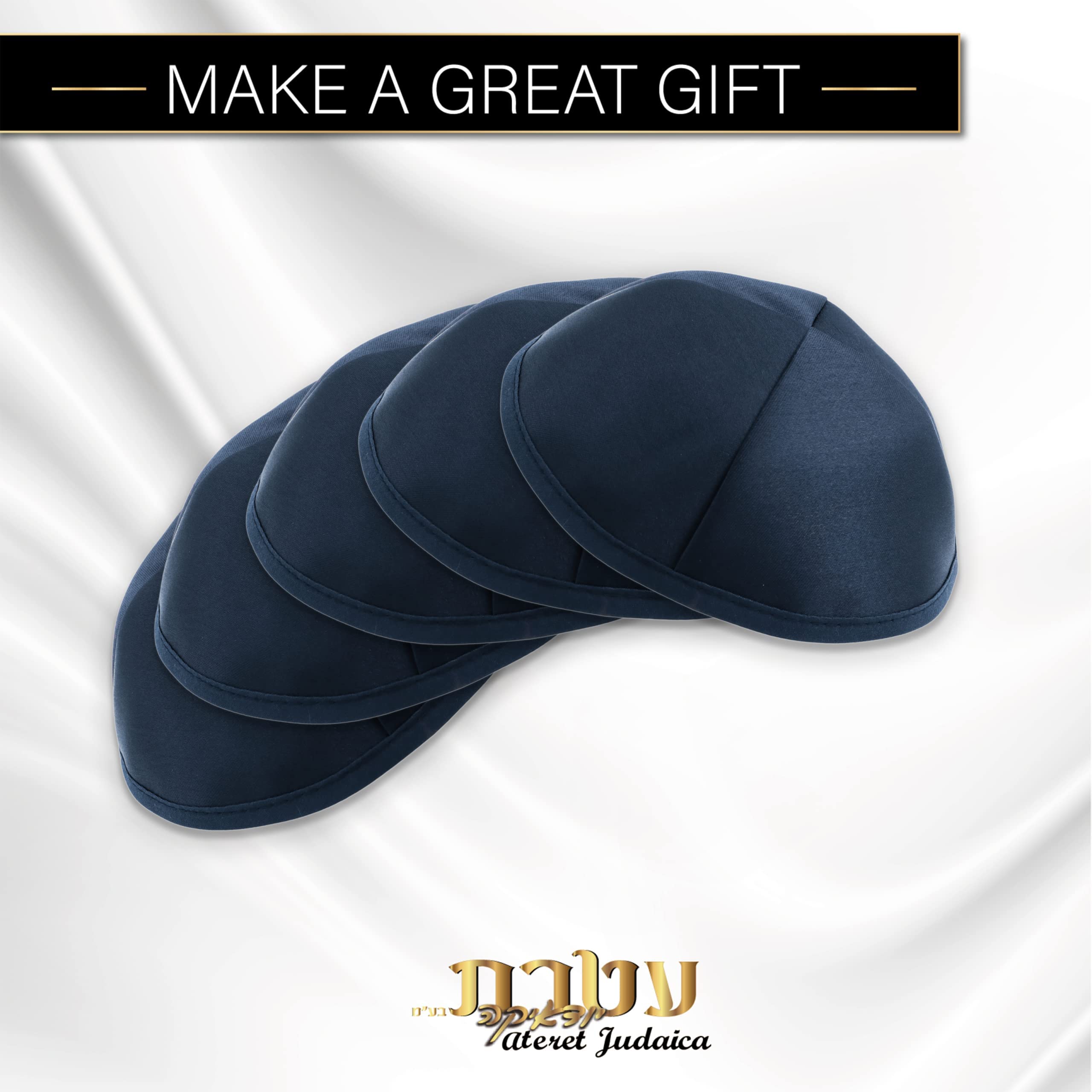 Ateret Judaica Kippah-Yarmulke for Men & Boys 40-Pack Satin Kippah Cap, Size 19 cm, Jewish Yamaka Hat Blue