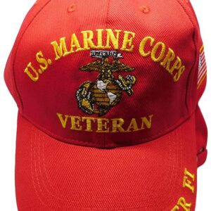 Marine Corps Veteran EGA Semper Fi Red Cotton Adjustable Embroidered Baseball Hat Cap Officially Licensed CP00313