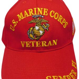 Marine Corps Veteran EGA Semper Fi Red Cotton Adjustable Embroidered Baseball Hat Cap Officially Licensed CP00313