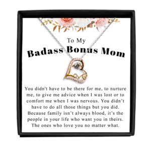 bonus mom necklace - 925 sterling silver - bonus mom gifts, bonus mom gifts from daughter, badass bonus mom necklace, stepmom gifts necklace