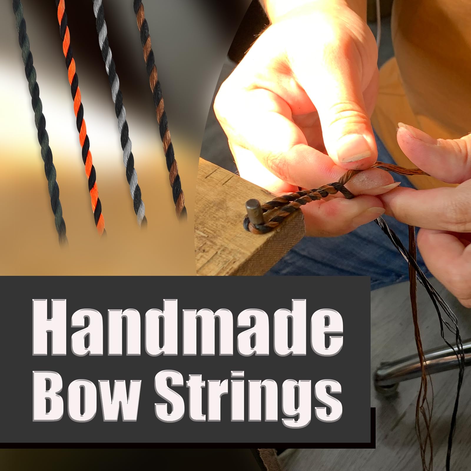 D97 Bow String Replacement for Traditional Longbow and Recurve Bow Bowstring by Lightning (Khaki, AMO 60")