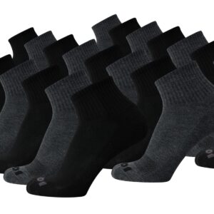 AND1 Men's Socks - Athletic Cushion Quarter Cut Socks (24 Pack), Size 6-12.5, BlackGrey