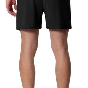 Men's 5 Inch Running Shorts Lightweight Athletic Workout Gym Shorts Liner with Zipper Pockets Black