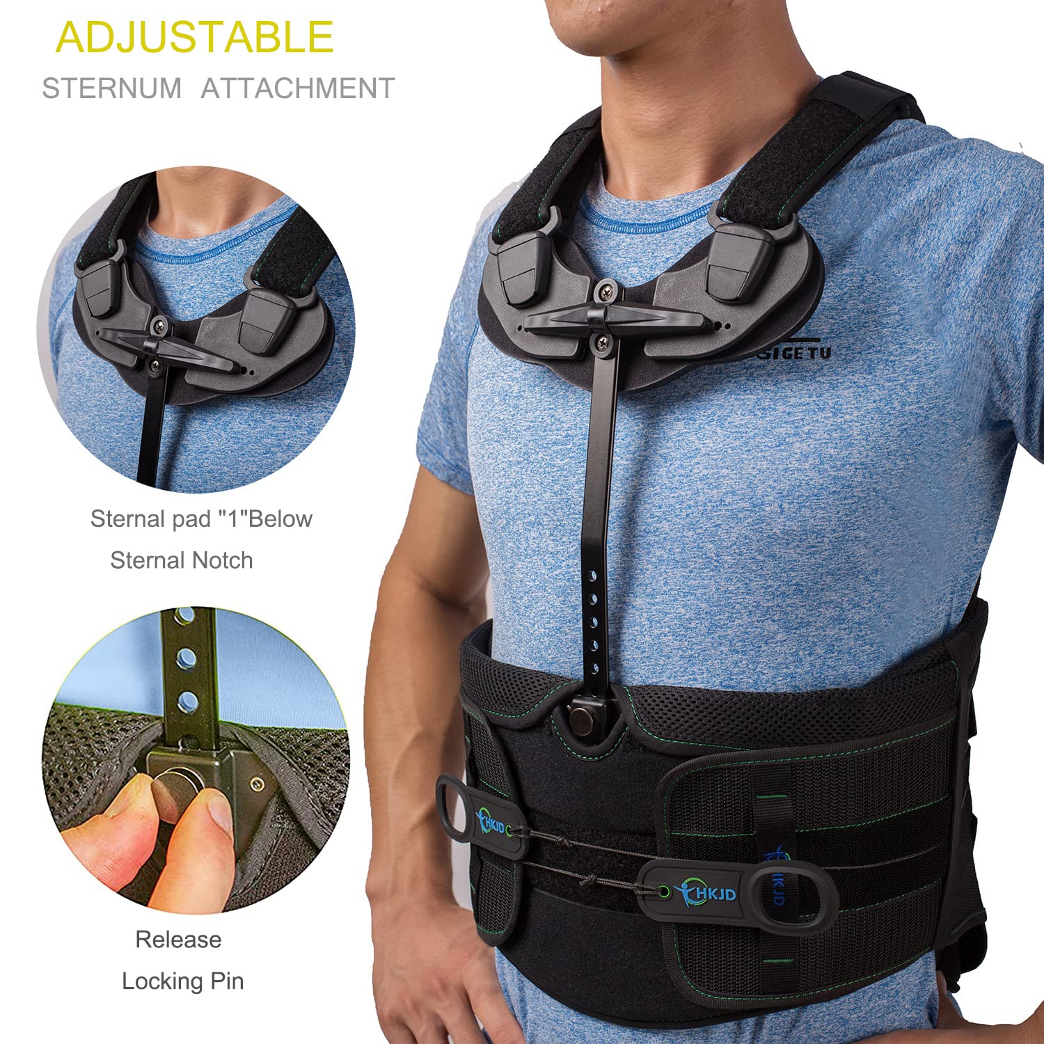 TODDOBRA TLSO Thoracic Full Back Brace for Men and Women - Universal Treat Kyphosis, Compression Fractures, Osteoporosis, Upper Spine Injuries, and Pre or Post Surgery with Hard Lumbar Support ( Size XXL)