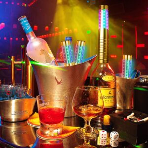 4 Pieces LED Strobe Baton Bottle Service Sparklers LED Metallic Bottle Service Lights Handheld Light for Nightclubs Weddings Parties Activities Supplies