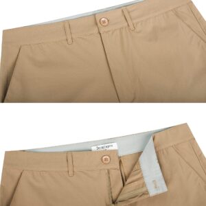 Derminpro Men's Classic Fit Stretch Nylon Waterproof Golf Shorts with Zip Pockets Khaki XX-Large