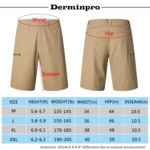 Derminpro Men's Classic Fit Stretch Nylon Waterproof Golf Shorts with Zip Pockets Khaki XX-Large