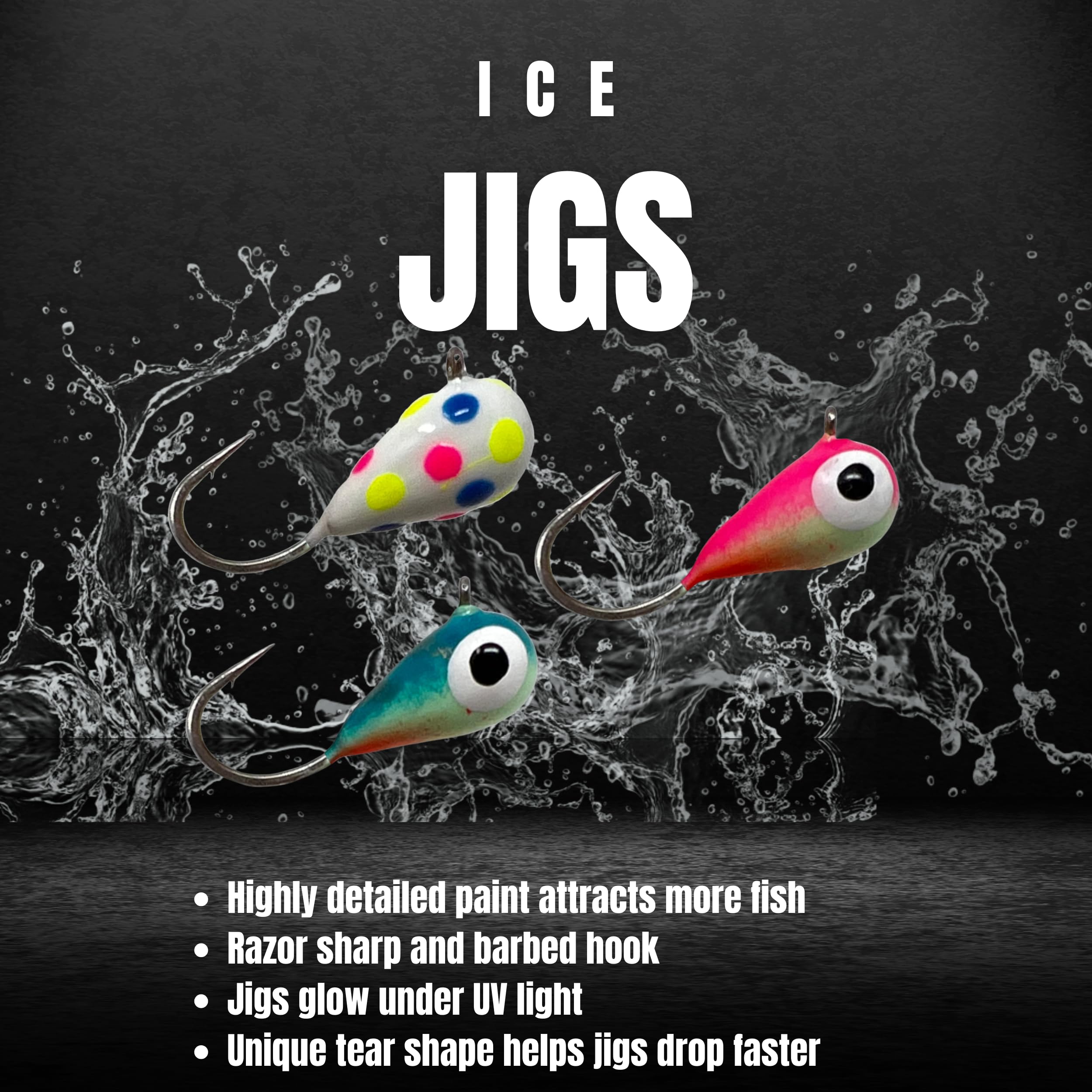 Reaction Tackle Tungsten Ice Jigs - 5mm - Blue Glow