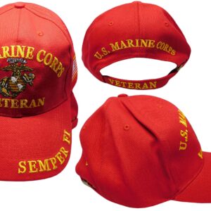 Marine Corps Veteran EGA Semper Fi Red Cotton Adjustable Embroidered Baseball Hat Cap Officially Licensed CP00313