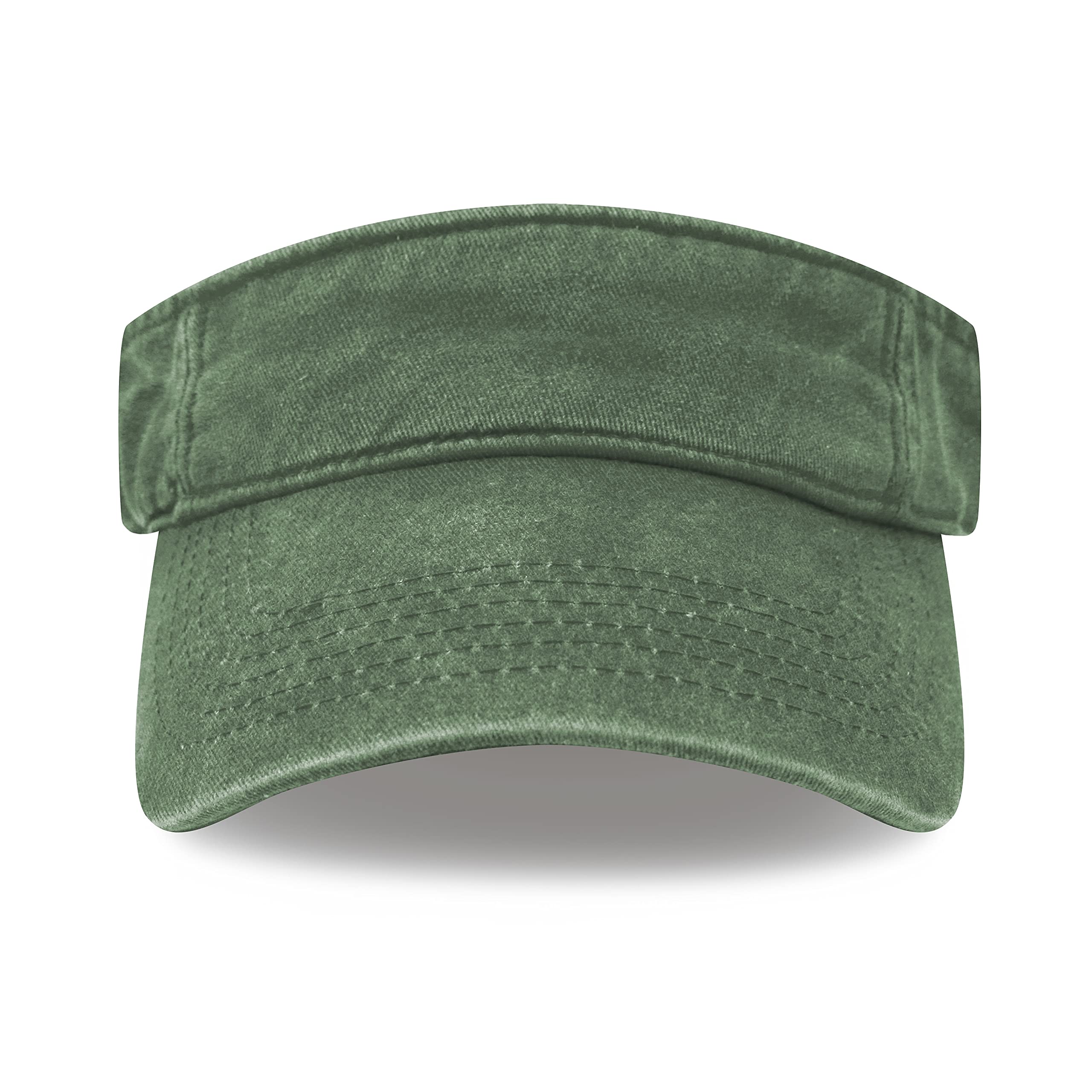 The Hat Depot Sun visor hat Sports Visor 100% Cotton & Pigment Quick Adjust Strap Closure Sun-Protect Golf Men Women Visor Cap Hat (2. Pigment - Hunter Green)