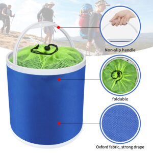 Homelove Collapsible Camping Fishing Bucket,11L (2.9 Gallons) Durable Pop Up Water Bucket with Net and Rope for Car Washing, Fishing,Boating or Other Outdoor Activities, Foldable Bucket,Blue