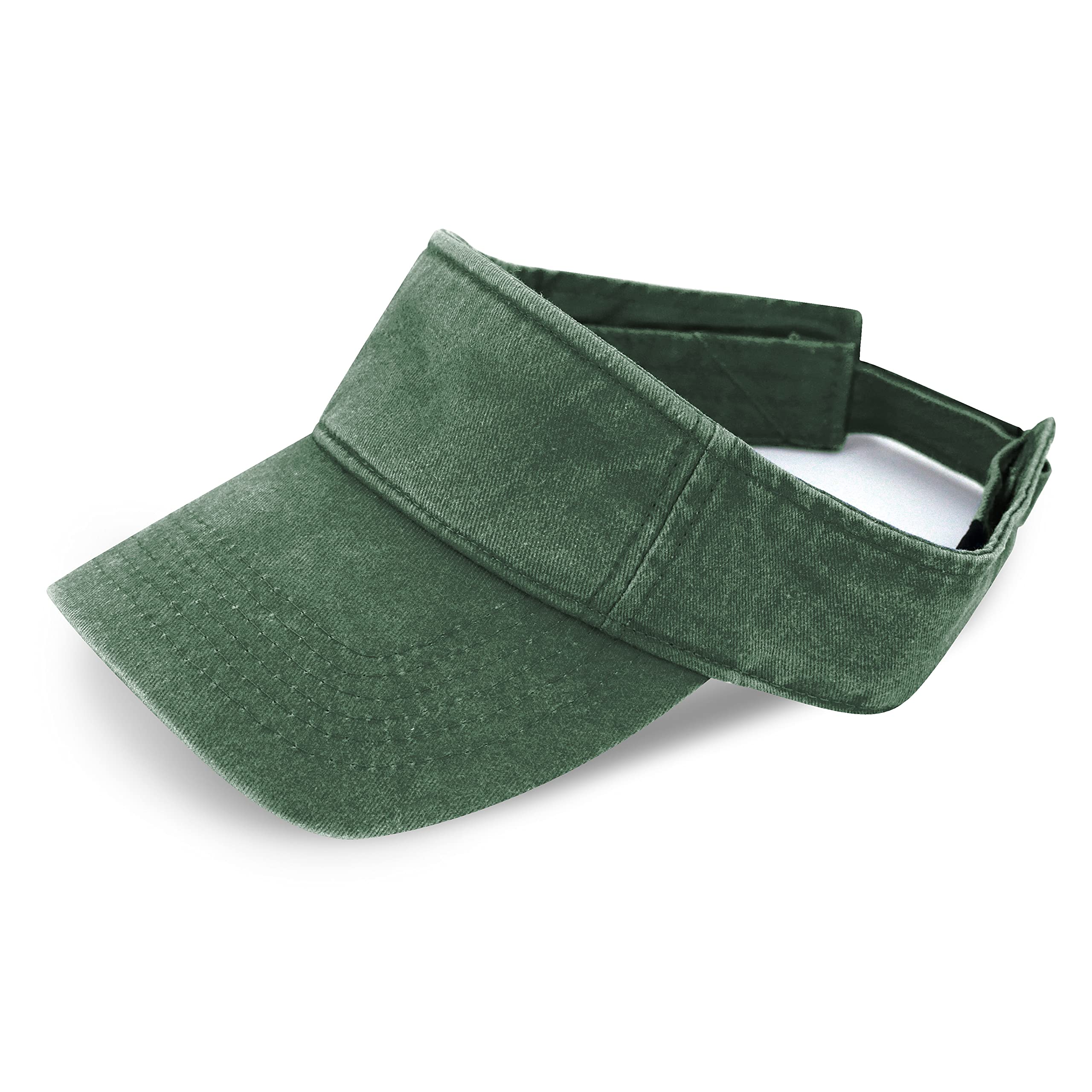 The Hat Depot Sun visor hat Sports Visor 100% Cotton & Pigment Quick Adjust Strap Closure Sun-Protect Golf Men Women Visor Cap Hat (2. Pigment - Hunter Green)