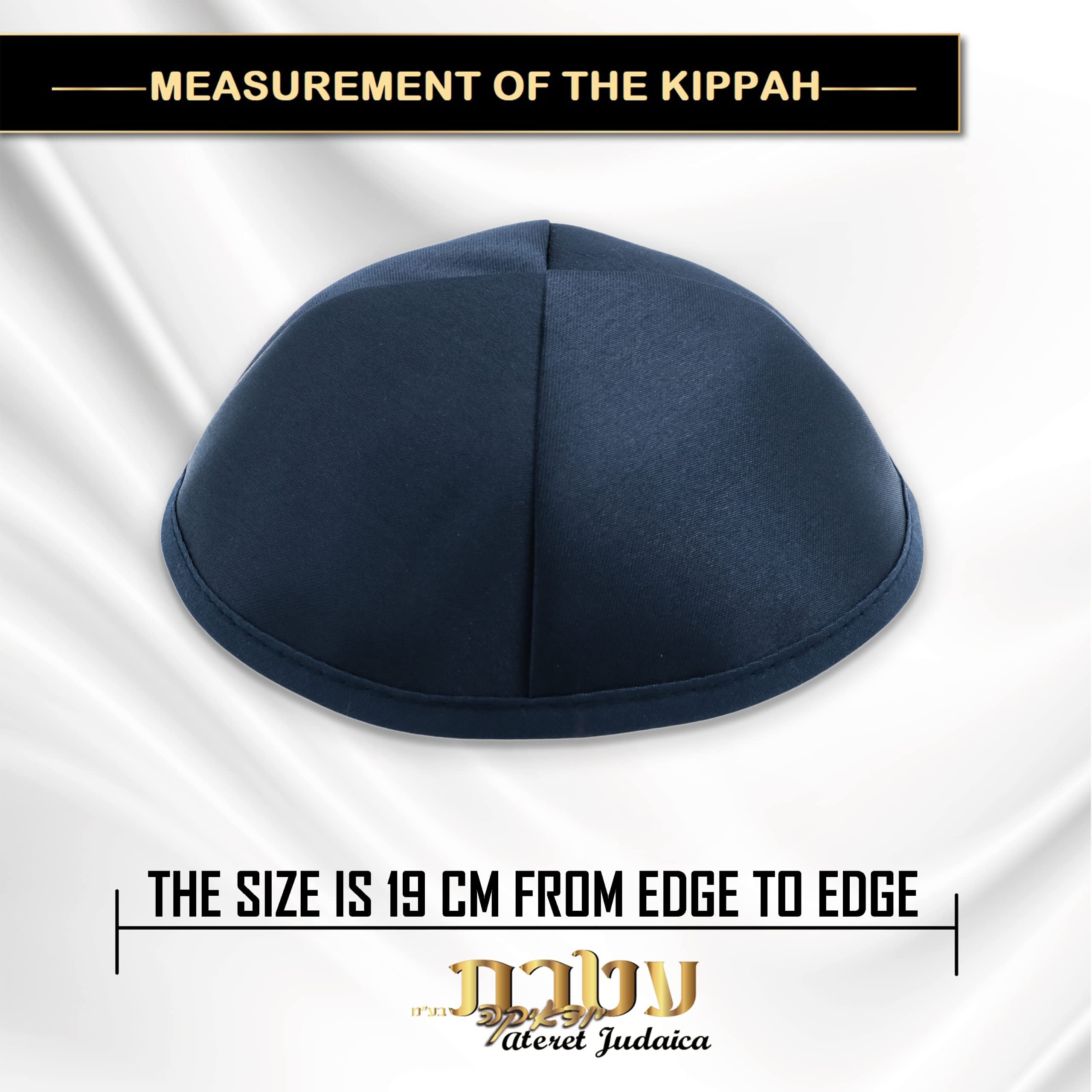 Ateret Judaica Kippah-Yarmulke for Men & Boys 40-Pack Satin Kippah Cap, Size 19 cm, Jewish Yamaka Hat Blue