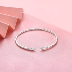 BEILIN Hug Bracelets for Women Sterling Silver Come to My Arm Couple Hugging Cuff Bangles Wedding Band Bracelets Engraved Mantra Bracelet Jewelry for Women Teens(I love you forever)