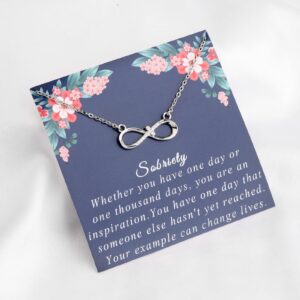 PLITI AA Sobriety Gift Addiction Recovery Gift 12 Step Gift Infinity Cross Necklace for Women Sober Birthday Gift Christian Religious Pendant (Sobriety nec)