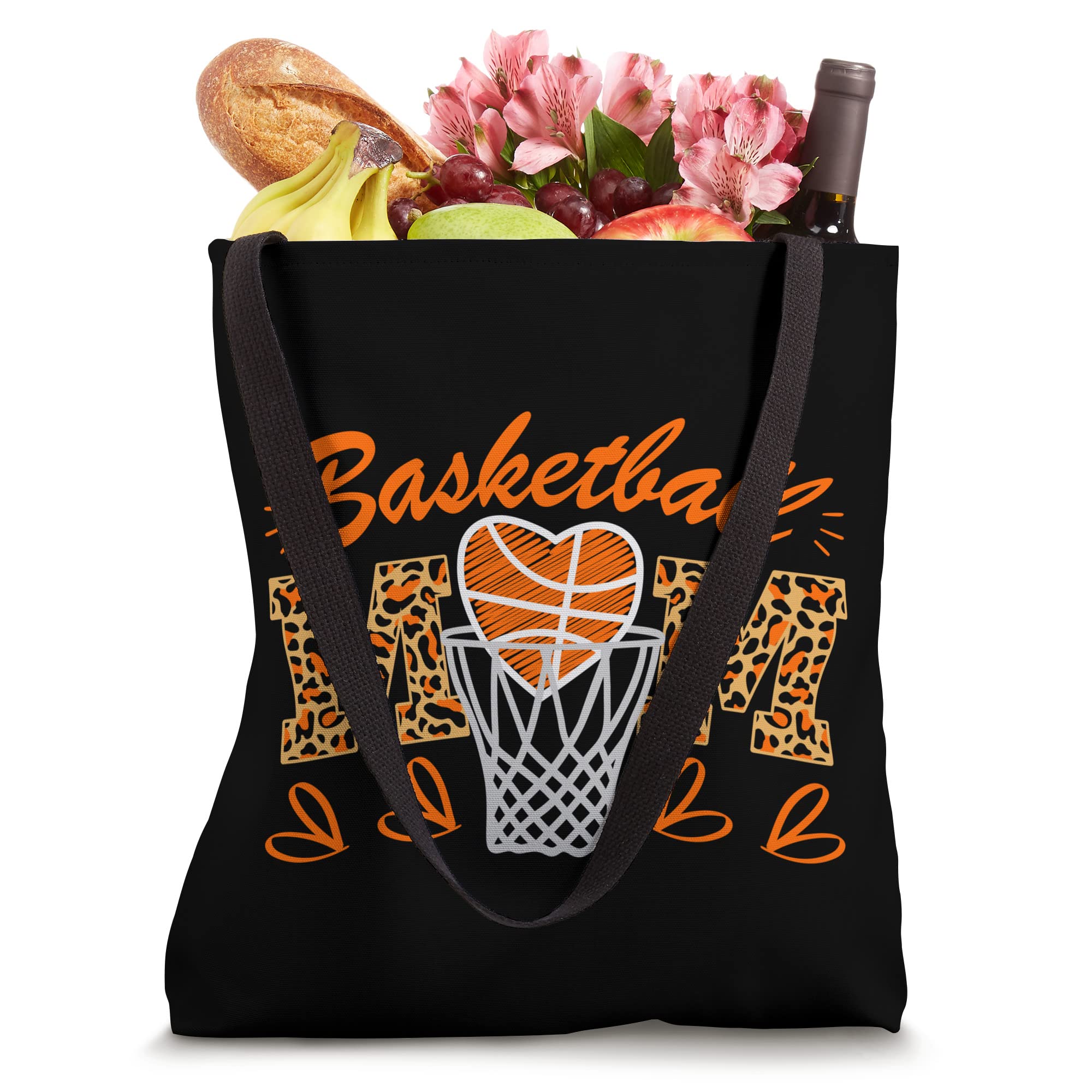 Basketball Mom Leopard Print Letter Proud Mama Bball Tote Bag