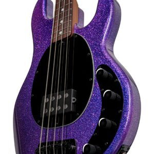 Sterling by Music Man 4 String Bass Guitar, Right, Purple Sparkle (RAY34-PSK-R2)