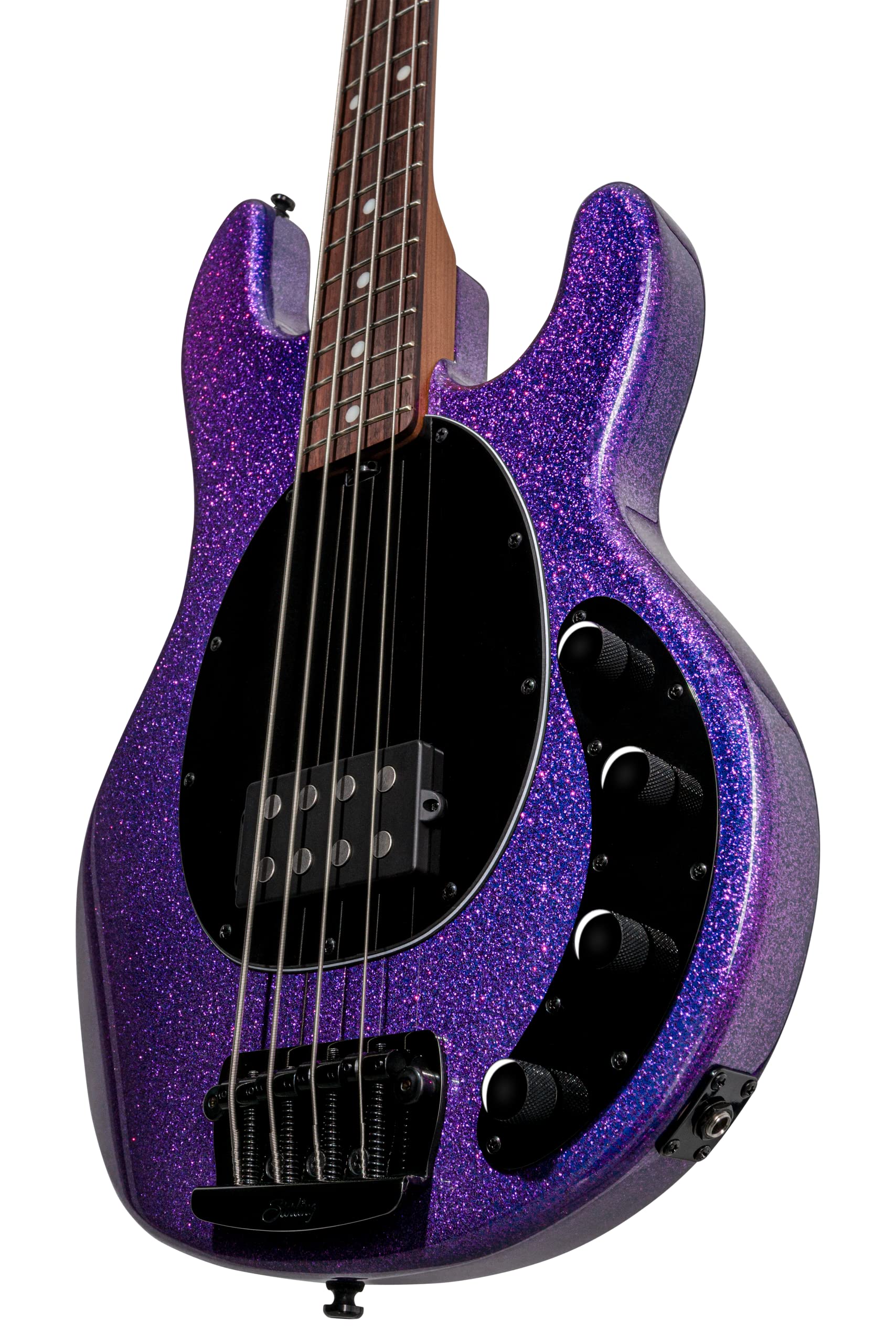 Sterling by Music Man 4 String Bass Guitar, Right, Purple Sparkle (RAY34-PSK-R2)