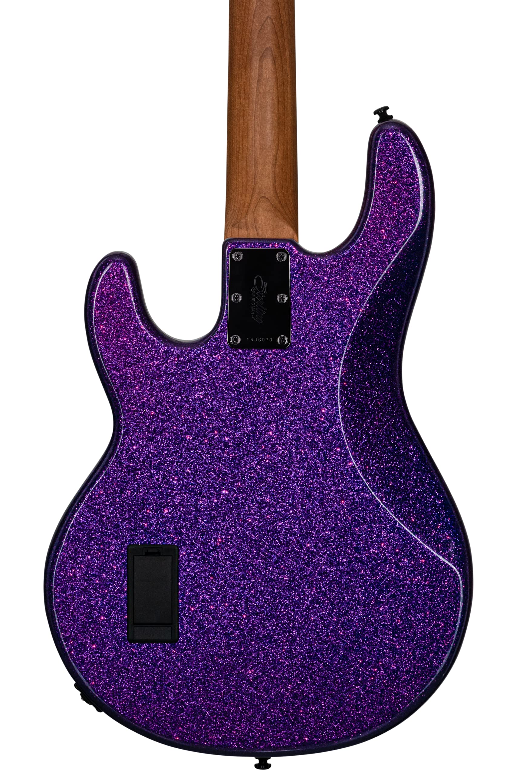 Sterling by Music Man 4 String Bass Guitar, Right, Purple Sparkle (RAY34-PSK-R2)