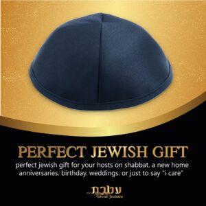 Ateret Judaica Kippah-Yarmulke for Men & Boys 40-Pack Satin Kippah Cap, Size 19 cm, Jewish Yamaka Hat Blue