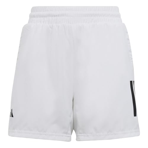 adidas Boys' Club Tennis 3-Stripes Shorts, White (2023), Medium