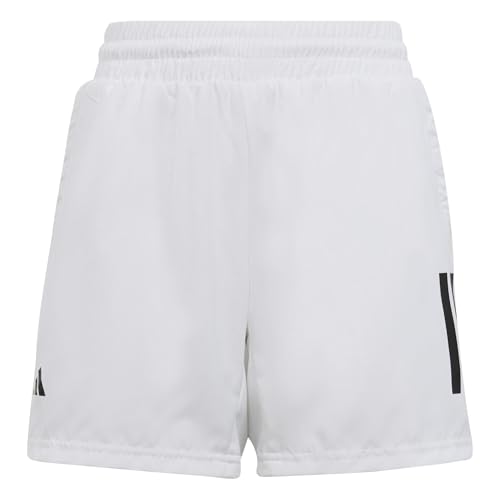 adidas Boys' Club Tennis 3-Stripes Shorts, White (2023), Medium