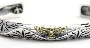 COSUMOSU Sterling Silver Southwest Native American Eagle Hawk Cuff Bangle Bracelet Adjustable