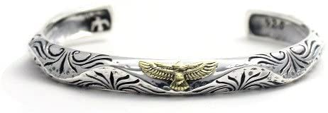 COSUMOSU Sterling Silver Southwest Native American Eagle Hawk Cuff Bangle Bracelet Adjustable