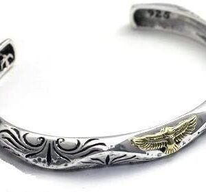 COSUMOSU Sterling Silver Southwest Native American Eagle Hawk Cuff Bangle Bracelet Adjustable