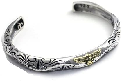 COSUMOSU Sterling Silver Southwest Native American Eagle Hawk Cuff Bangle Bracelet Adjustable