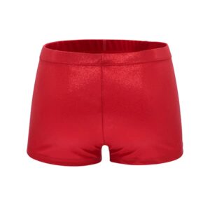 Aosva Little Big Girls' 2 PCS Sparkle Dance Tumbling Athletic Gymnastics Red Shorts for Girls 5-6Years