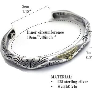 COSUMOSU Sterling Silver Southwest Native American Eagle Hawk Cuff Bangle Bracelet Adjustable