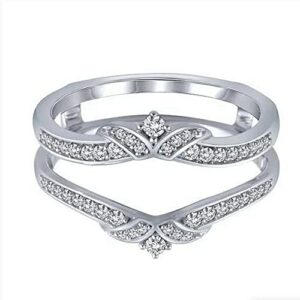 1.00 Ct Round Cubic Zirconia Enhancer Wrap Guard Ring 14K White Gold Plated 925 Sterling Silver