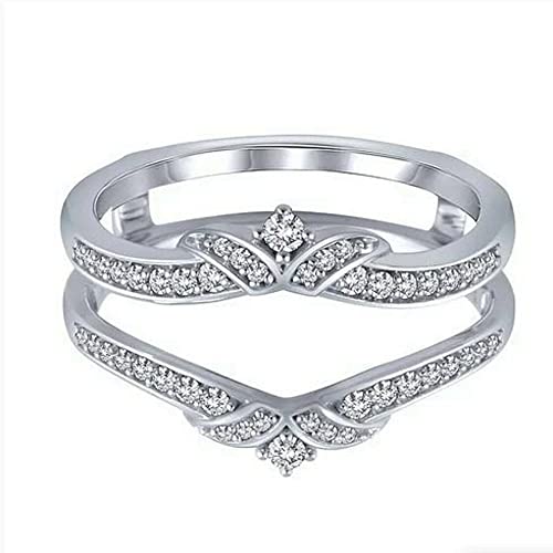 1.00 Ct Round Cubic Zirconia Enhancer Wrap Guard Ring 14K White Gold Plated 925 Sterling Silver