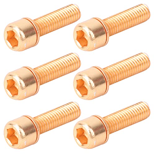 Bicycle Stem, 6 Pcs Bike Steering Handlebar Screw with Spacer for Road Bike for Fixing Gear(Gold one Card/6 pcs)