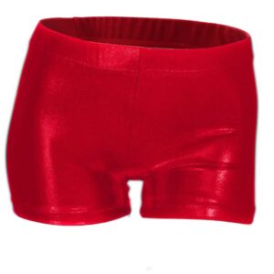 Aosva Little Big Girls' 2 PCS Sparkle Dance Tumbling Athletic Gymnastics Red Shorts for Girls 5-6Years