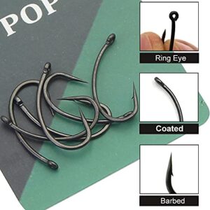 Fishing Hooks 25 Pcs Matte Black Fishing Hook Barb Carp Grass Carp Single Circle Fishing Hook Fishing Accessories Fishing (Color : 25PCS Size 6)