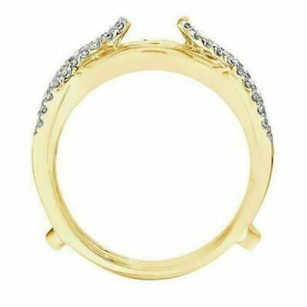 HP Jewels Round Cut White Diamond 14K Yellow Gold Finish 925 Sterling Silver Diamond Wedding Band Engagement Enhancer Wrap Ring for Women's