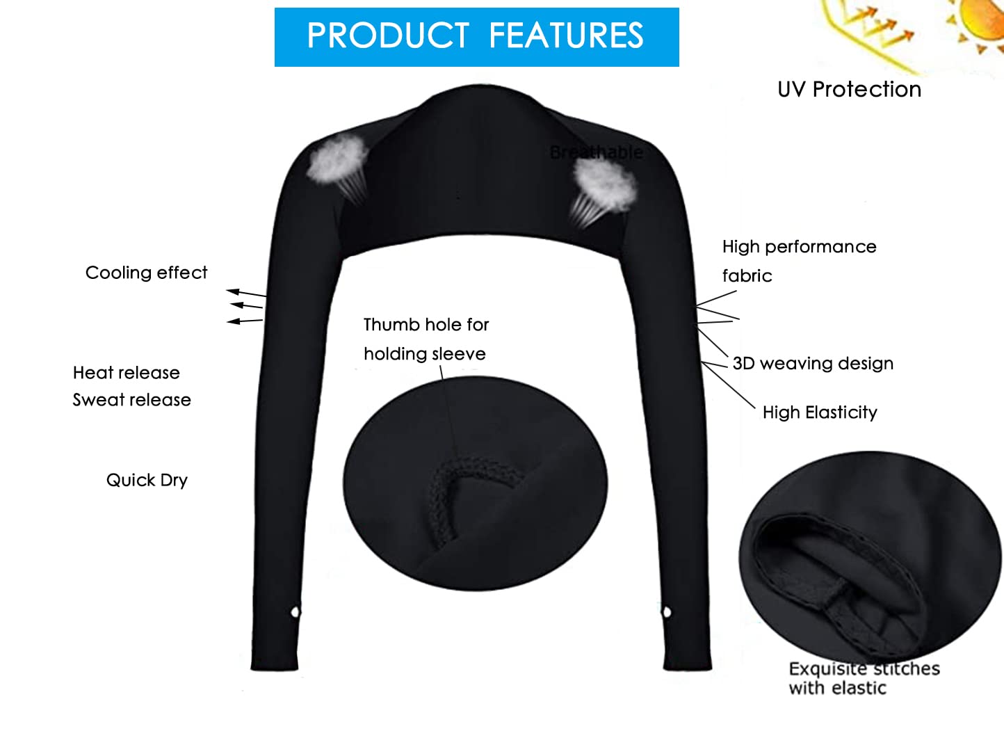 4 Pieces UV Protection Sun Shawl Cooling Arm Sleeve with Thumb Hole for Women Men Cycling Golf Sleeves Shrug, One Size