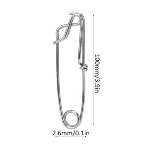 SOONALL 10Pcs Longline Snap Clip, Stainless Steel Long Line Fishing Tuna Clips, Longline Branch Hangers Snap Clip Tuna Clamp Fishing Tackle - 2.6X100mm