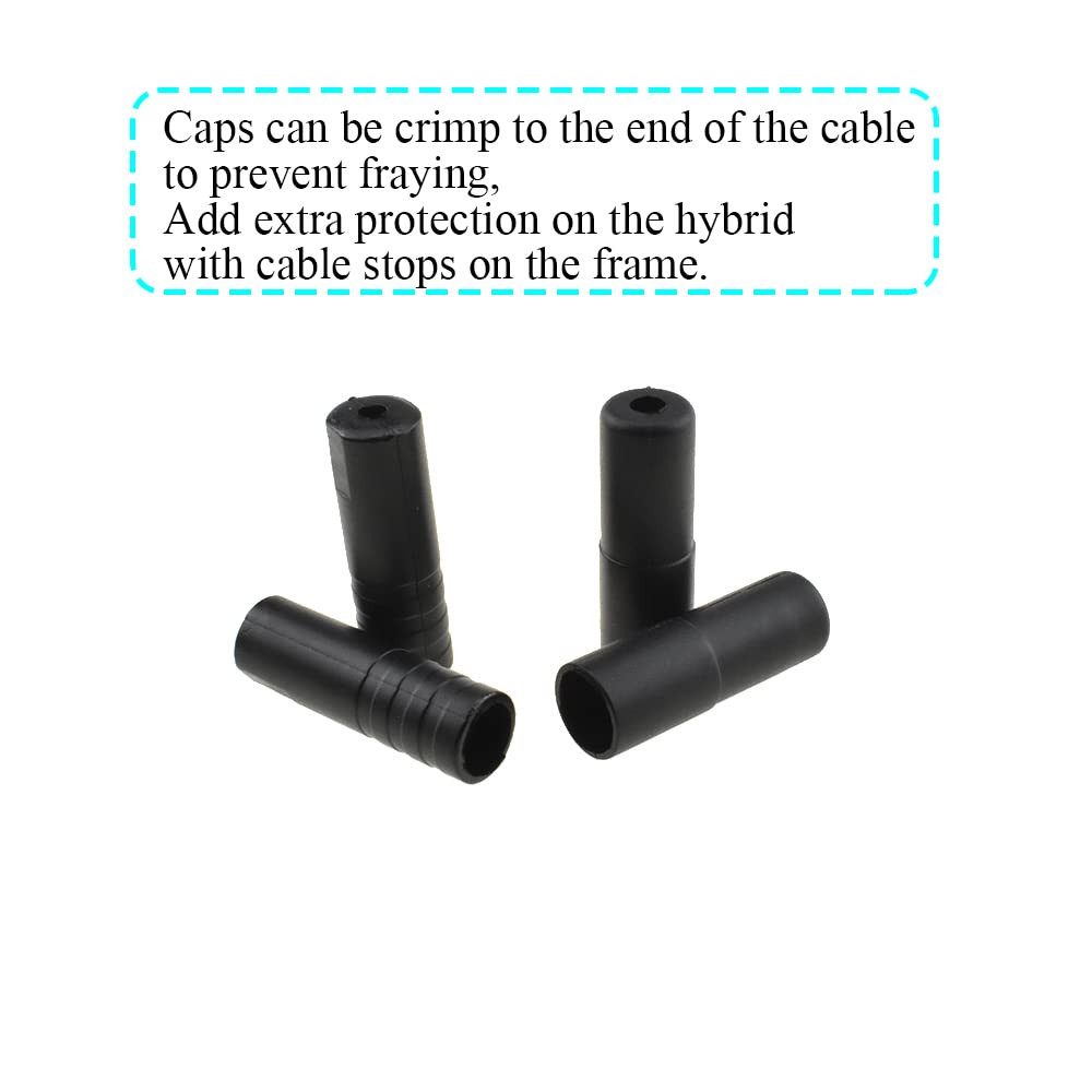 Hao Pro 5mm Diameter Plastic Brake Cable Cap and 4mm Shift Cable Cap Prevent Fraying Easily Replace Less Interference Bicycle Housing Ferrule Wire Crimp Black 60 PCS for Mountain Bike Road Bike